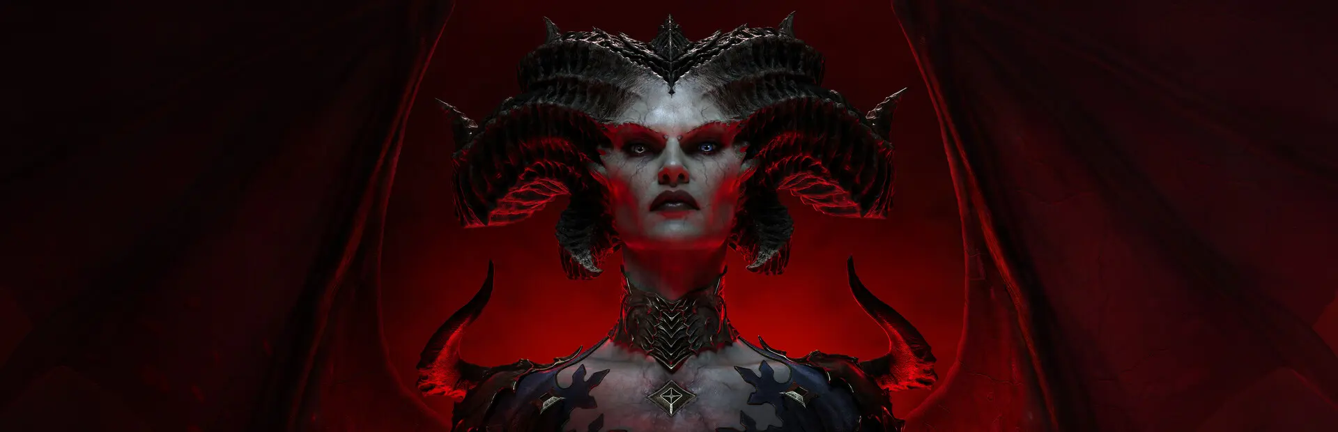 Diablo IV key art: Lilith on a crimson background